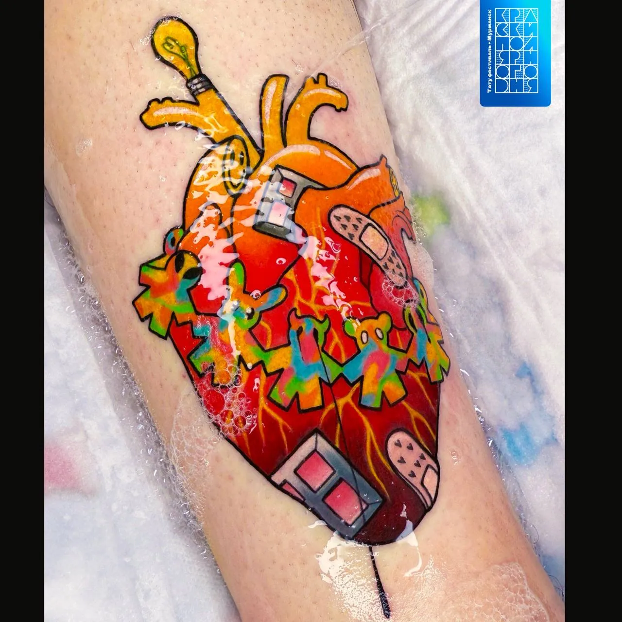 Тату сердце в стиле граффити